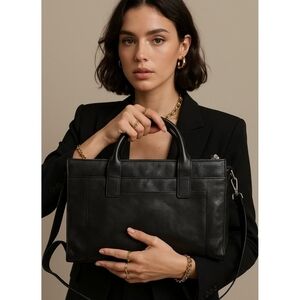 Wilsons Leather Pelle Studio Black Business Briefcase Laptop Handbag